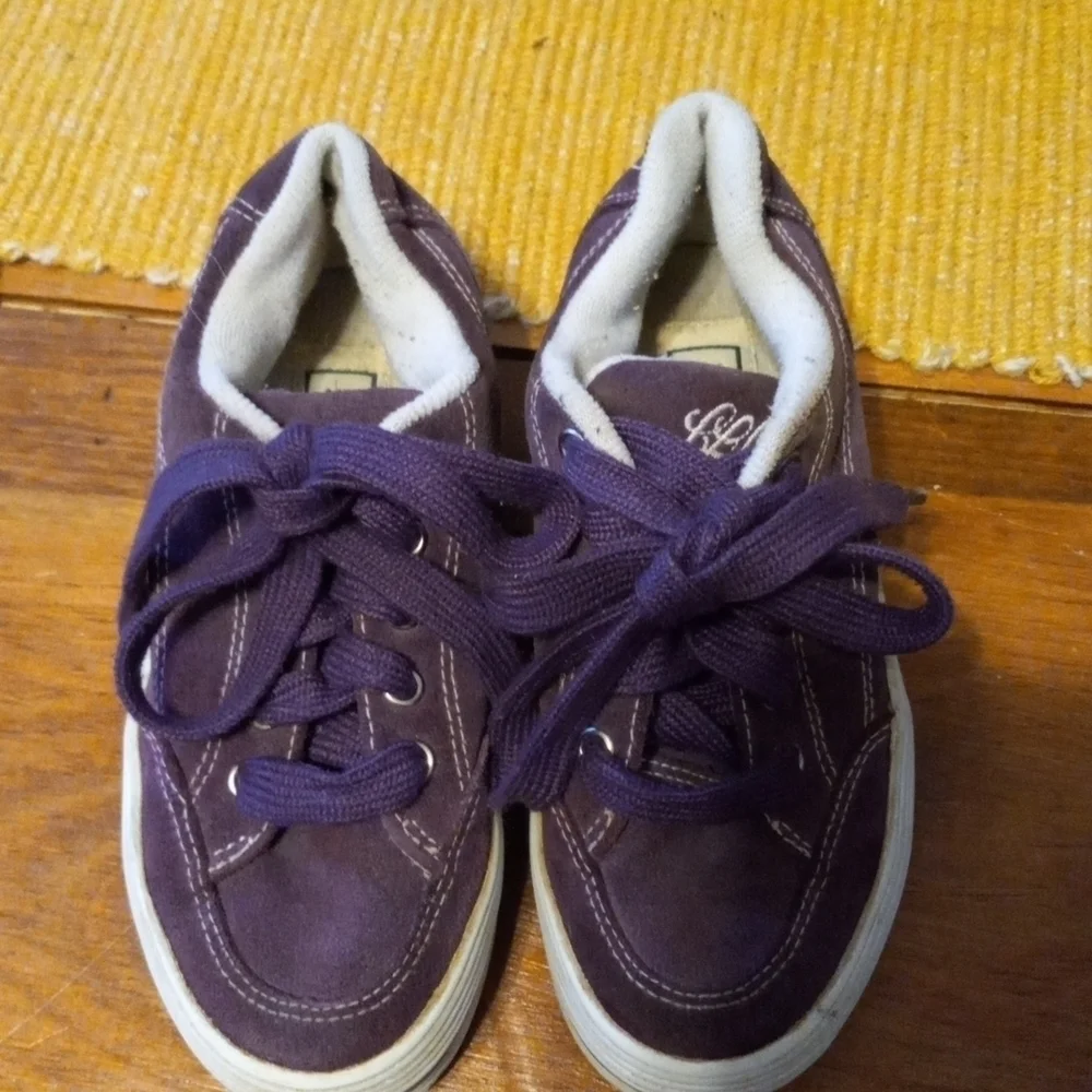 Girl's L.L.Bean Size 12 Chunky Sneakers. Leather,  Purple.